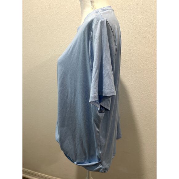 Ideology Women's Plus Size 2X Solid Recycled Pullover Top Short Sleeve Blue B68 - Picture 4 of 8